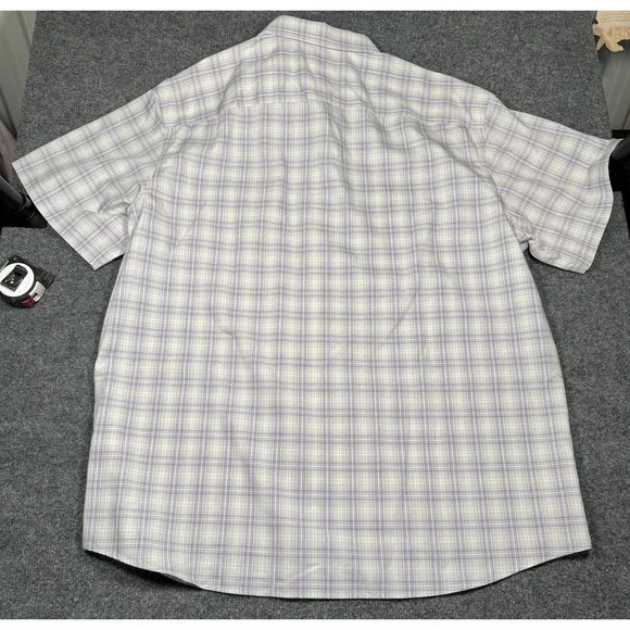 UNTUCKIT Shirt Mens 2XL Purple Plaid Bruno Short Sleeve Button Down - Picture 7 of 9